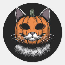 Halloween Cat, Kürbisgesicht Runder Aufkleber