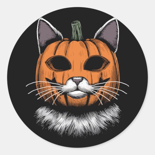 Halloween Cat, Kürbisgesicht Runder Aufkleber (Vorderseite)
