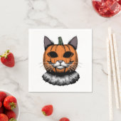 Halloween Cat, Kürbisgesicht Serviette (Beispiel)