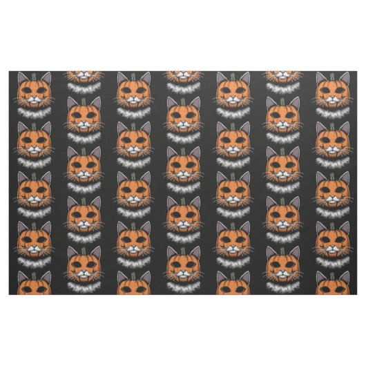 Halloween Cat, Kürbisgesicht Stoff (Fat Quarter (45,7 x 55,9 cm))
