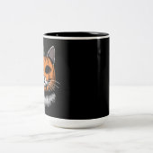 Halloween Cat, Kürbisgesicht Zweifarbige Tasse (Mittel)