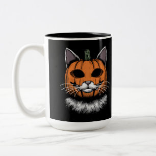 Halloween Cat, Kürbisgesicht Zweifarbige Tasse