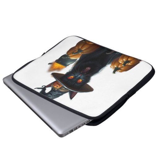 Halloween Cat Laptopschutzhülle (Vorne Knopf)