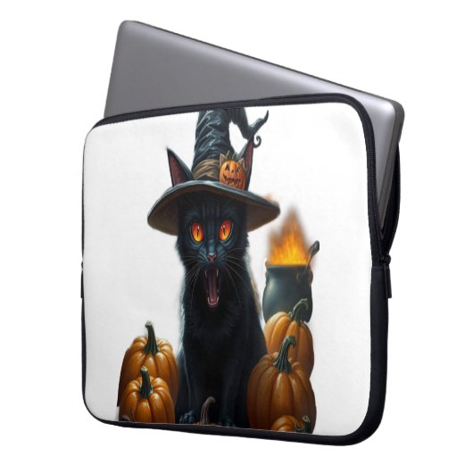 Halloween Cat Laptopschutzhülle (Vorderseite Links)