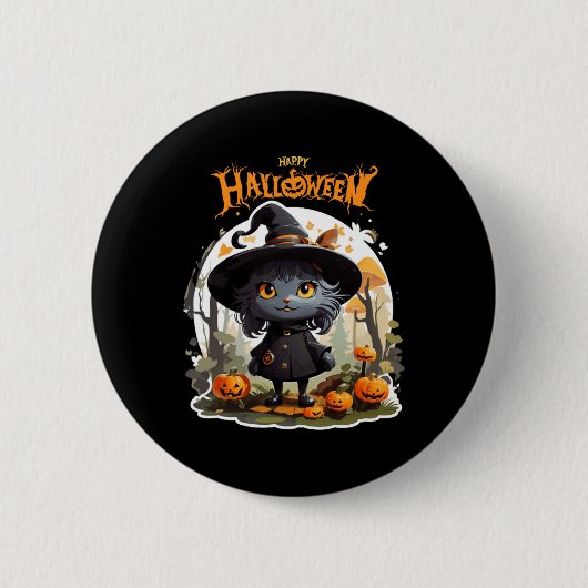 Halloween Cat Lovers Funny Spooky Halloween Beängs Button (Vorderseite)
