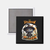 Halloween Cat Lovers Funny Spooky Halloween Beängs Magnet (Vorderseite/Rückseite)