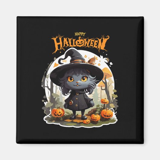 Halloween Cat Lovers Funny Spooky Halloween Beängs Magnet (Vorne)