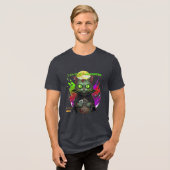 Halloween & Cat Lovers "Zombie Whiskers" Funny Tri-Blend Shirt (Vorderseite voll)