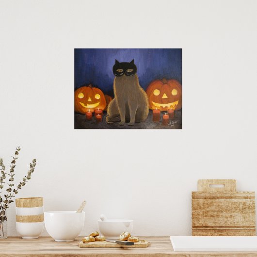 Halloween Cat Mask & Jack-o'-lantern Wall Art Poster (Küche)