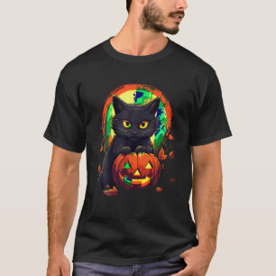 Halloween Cat mit Hexenhutenkostüm Hustenhuhn Poc T-Shirt