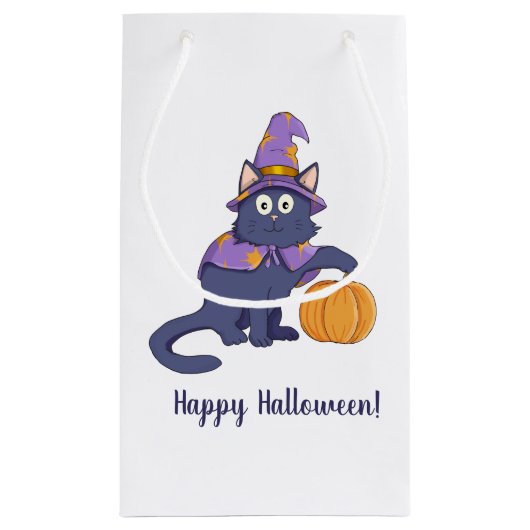 Halloween Cat mit Pumpkin Kleine Geschenktüte (Rückseite)