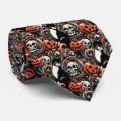 Halloween Cat mit Pumpkins Krawatte (Gerollt)