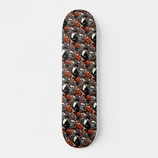 Halloween Cat mit Pumpkins Skateboard (Vorne)