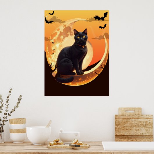 Halloween Cat Modern Poster (Küche)