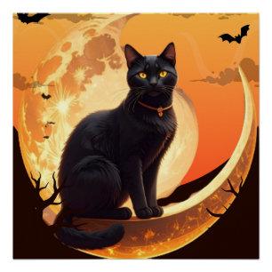 Halloween Cat Modern Poster