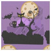 Halloween Cat & Moon Combed Baumwollstoff Stoff (Nahaufnahme)