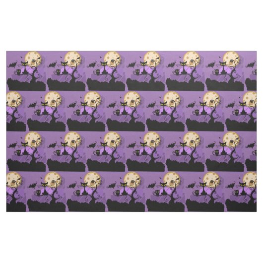 Halloween Cat & Moon Combed Baumwollstoff Stoff (Fat Quarter (45,7 x 55,9 cm))