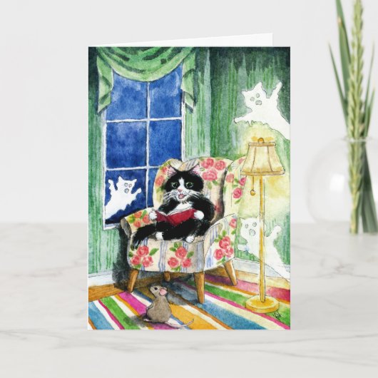 Halloween Cat Mouse Cute Spooky card Karte (Vorderseite)