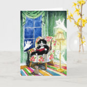 Halloween Cat Mouse Cute Spooky card Karte (Gelbe Blume)