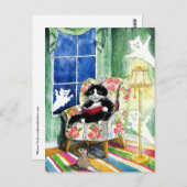 Halloween Cat Mouse Ghosts postcard Postkarte (Vorne/Hinten)