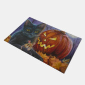 Halloween Cat & Mouse Nr. 2. Wasserfarbe Kunst Fußmatte (Schrägansicht)