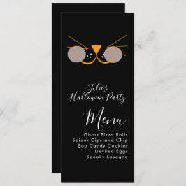 Halloween Cat Niedlich Costume Party Menü Feiertagskarte