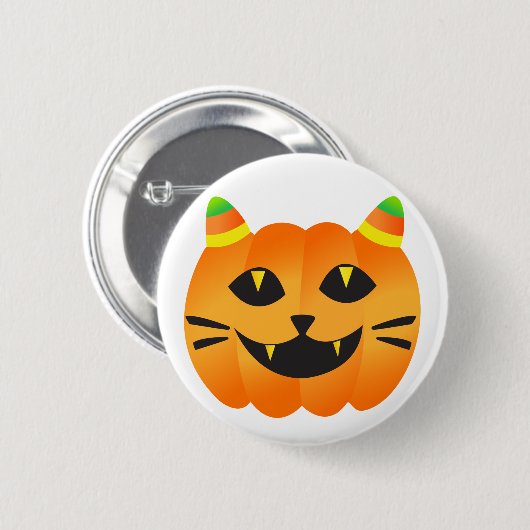 Halloween Cat-o' Lantern Button (Vorne & Hinten)