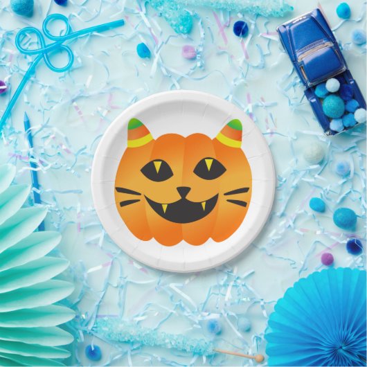Halloween Cat-o' Lantern Pappteller (Party)