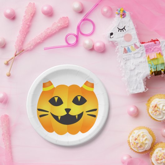 Halloween Cat-o' Lantern Pappteller (Party)
