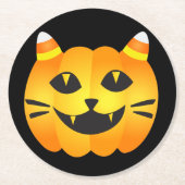 Halloween Cat-o' Lantern Runder Pappuntersetzer (Vorderseite)