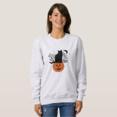 Halloween Cat on Jack'O'Lantern Sweatshirt (Vorne ganz)