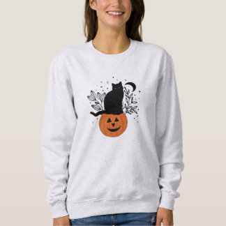 Halloween Cat on Jack'O'Lantern Sweatshirt
