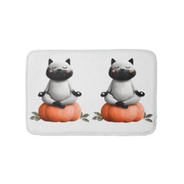 Halloween Cat on Pumpkin Design Badematte