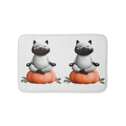 Halloween Cat on Pumpkin Design Badematte (Vorderseite)
