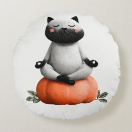 Halloween Cat on Pumpkin Design Rundes Kissen