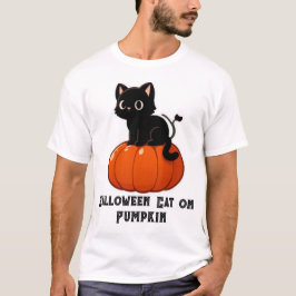 Halloween Cat on Pumpkin T-Shirt