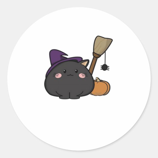 Halloween Cat Oversifizierter T - Shirt Runder Aufkleber (Vorderseite)