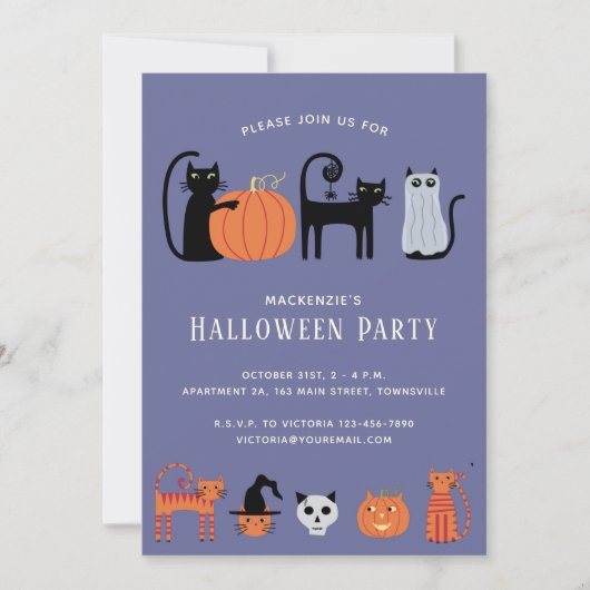 Halloween Cat Party Einladung (Vorderseite)