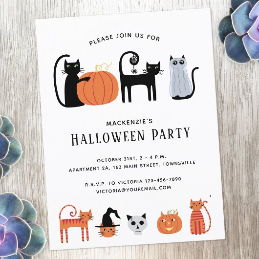 Halloween Cat Party Einladung Postkarte