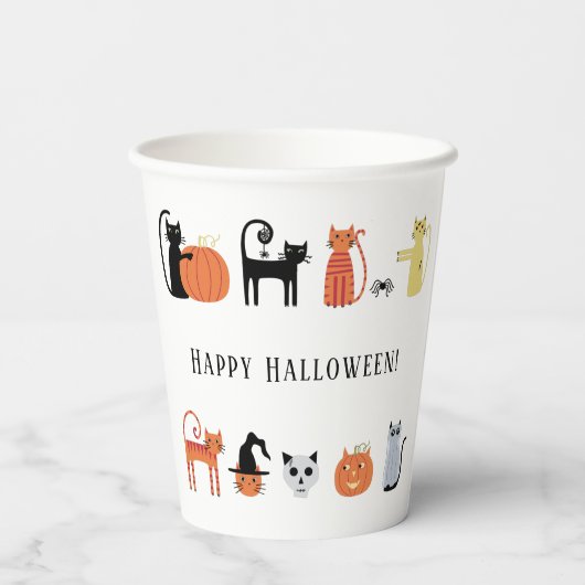 Halloween Cat Party Pappbecher (Rückseite)