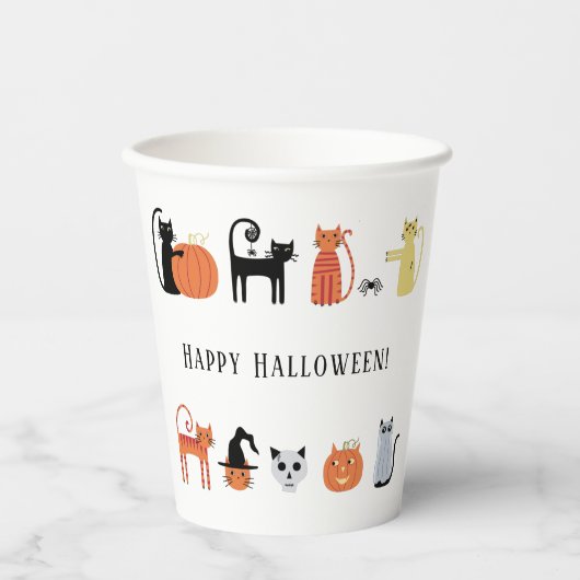 Halloween Cat Party Pappbecher (Vorderseite)