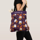 Halloween Cat Personalisiert Trick oder Treattote  Tasche (Von Nahem)
