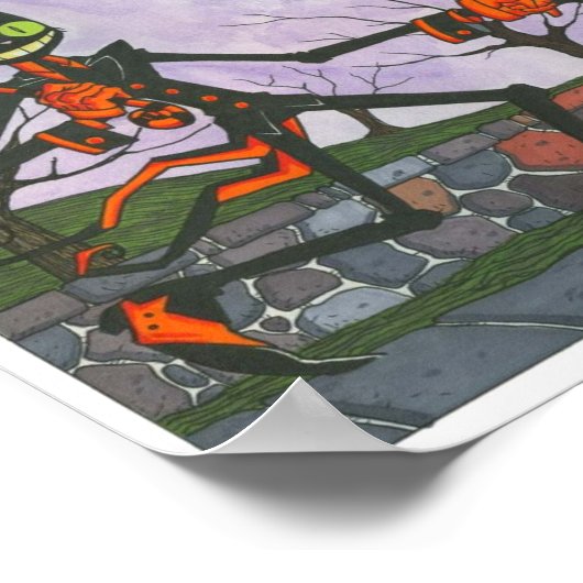 "Halloween Cat & Pocket"-Print Poster (Ecke)