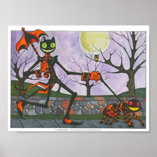 "Halloween Cat & Pocket"-Print Poster (Vorne)