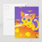 Halloween Cat Postkarte (Vorne/Hinten)