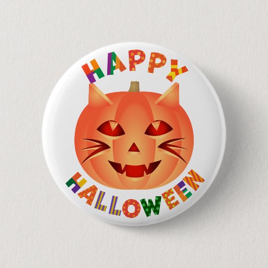 Halloween Cat Pumpkin Button (Vorderseite)