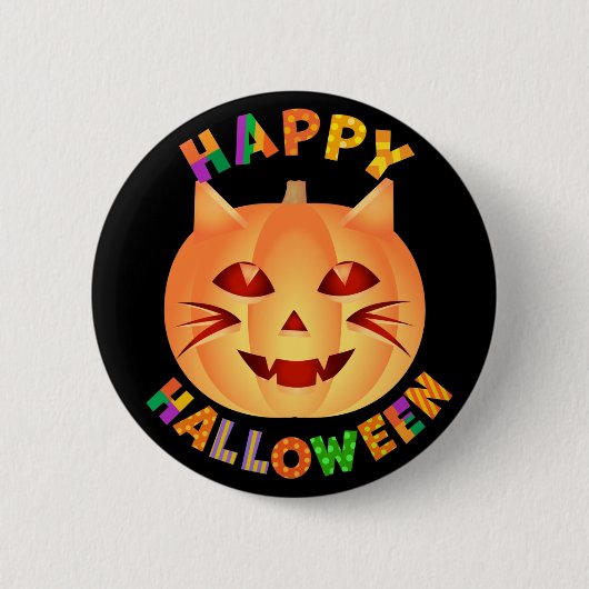 Halloween Cat Pumpkin Button (Vorderseite)