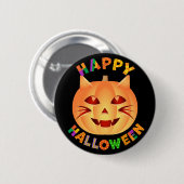 Halloween Cat Pumpkin Button (Vorne & Hinten)
