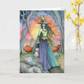 Halloween Cat Pumpkin Card Karte (Gelbe Blume)