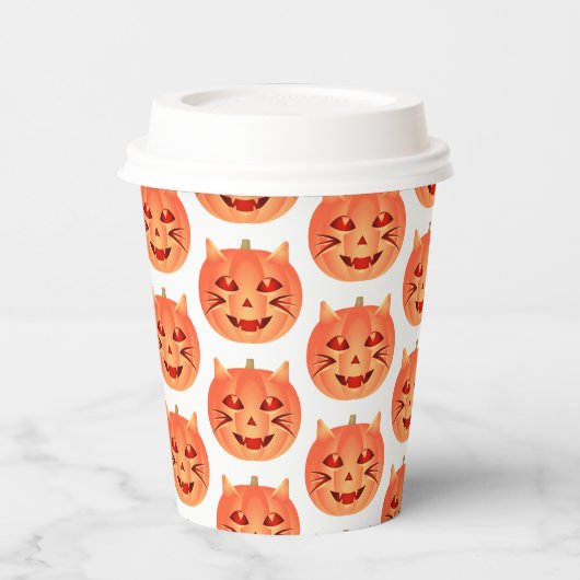 Halloween Cat Pumpkin Pappbecher (Links)
